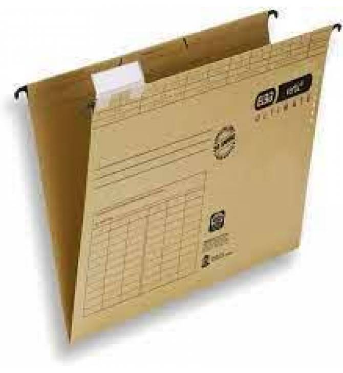 Elba Vertic Ultimate Hanging File Folders – Pack Of 25, Natural Brown, Holds 220 A4 Sheets, Reinforced Rail
